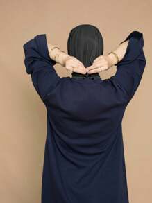 1 件时尚休闲优雅即时头巾帽，适合日常生活、节日、聚会、祈祷 - 黑色 - 查看 7