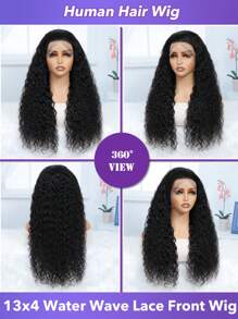Perucas Frontais de Renda de Ondas de Água com Cabelo Humano, Pré-Arrancadas, Molhadas e Onduladas, Cabelo Humano de 20-32 polegadas, Perucas Frontais de Renda Transparente 13x4 para Mulheres, Densidade de 150%, Cor Natural