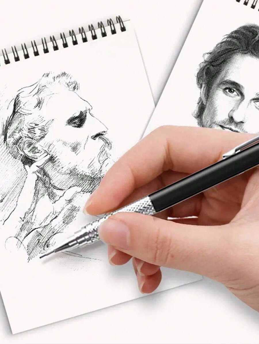 Black Metal Frosted Mechanical Pencil And Color Gel Pen Set Pencil