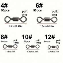 250pcs/Box 5 Sizes Fishing Swivel Snap Clips, American Style Swivels Connectors Fishing Tackle Accessories - Multicolor - View 2