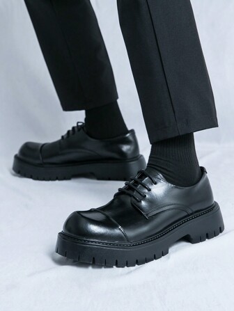 British Style Men's Formal Leather Dress Shoes, Retro Banquet Party Hairstylist Shoes