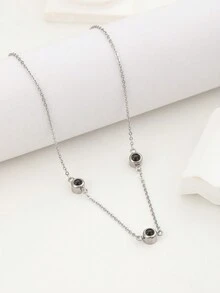 定制项链，极简主义三星吊坠项链，用 100 种语言投射“我爱你”，电影风格的黑白照片雕刻，适合女朋友、妈妈、最好的朋友、日常佩戴 - 銀色 - 查看 6