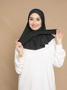 1 件时尚休闲优雅即时头巾帽，适合日常生活、节日、聚会、祈祷 - 黑色 - 查看 2