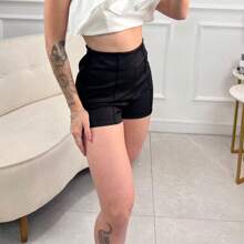 Tailored Zipper Shorts - 黑色 - 查看 1