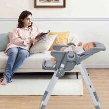 Baby High Chair, Multifunctional Infant Highchairs With Adjustable Height And Recline, Foldable High Chair For Babies & Toddlers, High Chair With Removable Tray, Easy Clean - Dark Grey - View 9