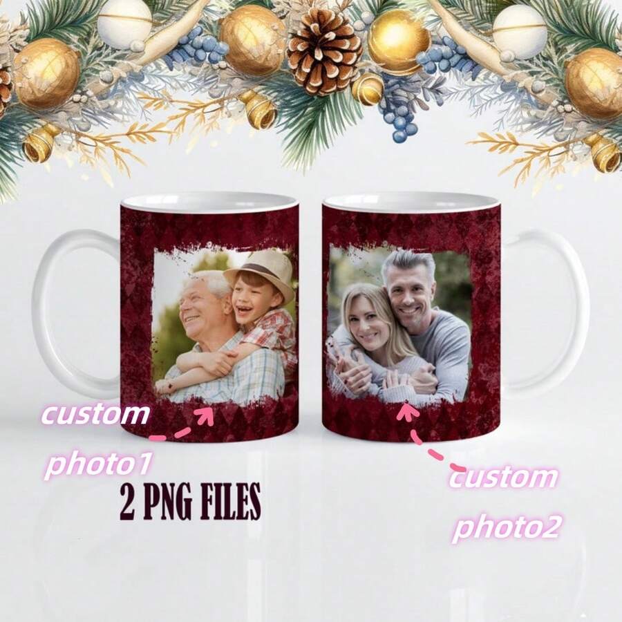 1 pieza, 11 onzas, plantilla de taza personalizada con 2 fotografías, envoltura de taza con fotos con 3 marcos, envoltura de taza con imágenes en png para diseño de sublimación, regalo de última hora, regalos de cumpleaños, regalos festivos, regalos de Acción de Gracias, regalos de Navidad, regalos de Halloween - multicolor - Ver 1