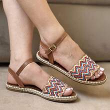 Avarca Women's Flatform Sandal, Natural Jute, Embossed Strap, Buckle Button - Lạc đà - Xem 2