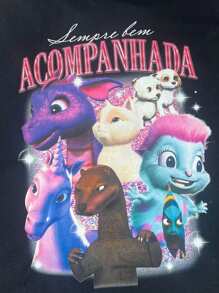 Camiseta Bootleg Bichinhos Princesa - Preta