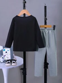 2 chiếc/Bộ Áo phông in hình phi hành gia thiên hà mặt trăng cho bé trai và quần dài thường ngày, Quần áo trẻ em mùa xuân thu, Quà tặng - Nhiều màu - Xem 8