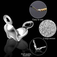 WGRXIRANYKM 96Pcs/Lot Stainless Steel Crimp Beads Cord Knot Covers End Cap Connector Clasps For DIY Bracelet Necklace Jewelry Making Supplies