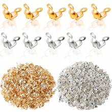 WGRXIRANYKM 96Pcs/Lot Stainless Steel Crimp Beads Cord Knot Covers End Cap Connector Clasps For DIY Bracelet Necklace Jewelry Making Supplies