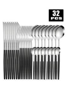 Juego de cubertería de acero inoxidable portugués de 4/16/24/32 piezas, incluye cuchillo, tenedor y cuchara, apto para uso doméstico, restaurante, fiesta, regalo de Navidad