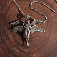 SeuSuk Collier pendentif ange à quatre ailes classique, bijou de mode cadeau d'anniversaire pour hommes et femmes