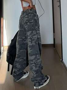 Ladies Camo Belt Pocket Straight Jeans, Casual Style, Machine Washable, Four Seasons Fashion Ladies Jeans And Clothing - 彩色 - 查看 4