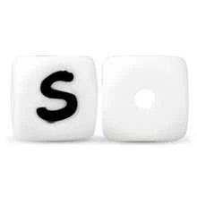 10 pezzi/26 pezzi Perline in silicone da 12 mm con base bianca e lettere nere per realizzare bracciali, portachiavi fai-da-te e per la creazione di gioielli