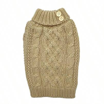 1 pezzo Maglione per animali domestici in maglia a trecce, con collo alto e bottoni in legno, colore unito, elastico e confortevole, adatto per gatti e cani in autunno/inverno, Natale