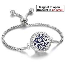 Aromatherapy Bracelet Aromatherapy Diffuser Jewelry Adjustable Chain Crystal Locket Perfume Diffuser Bracelet For Women Men Flower Love Cat Aroma Diffuser Bracelet - Silver - View 28