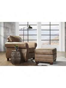 Leinster Faux Leather Ottoman With Antique Bronze Nailheads,Yifei Store