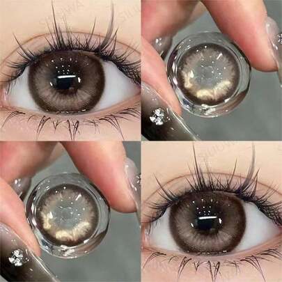 1 Pair Brown Color Blended Contact Lenses, Annual Use, 14.5mm Diameter, Suitable For Daily Wear Halloween Costume Cosplay