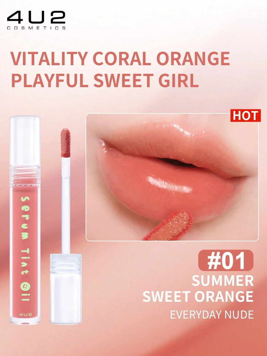 4U2 Lip Gloss Serum Tint Oil, Color: 01, Suitable For Lip Makeup - 01 EVERYDAY NUDE - View 1