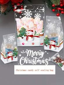 50 件圣诞雪花礼品袋 - 透明糖果和零食礼品袋，适用于节日派对、新年、感恩节等 - 适用于饼干和装饰品的多功能塑料包装 - 彩色 - 查看 12