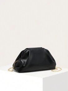 Women's Handbag, PU Pleated Cloud Material, Multi-Functional Large Capacity, Fashion Minimalist, Suitable For Shopping And Outings - Black - View 3