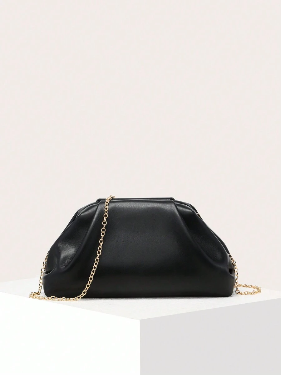 Women's Handbag, PU Pleated Cloud Material, Multi-Functional Large Capacity, Fashion Minimalist, Suitable For Shopping And Outings - Black - View 1