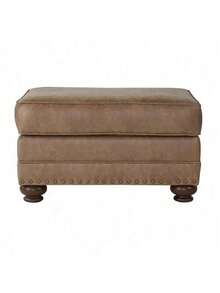Leinster Faux Leather Ottoman With Antique Bronze Nailheads,Yifei Store