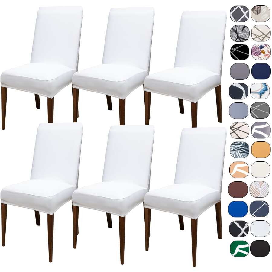 Kit Of 6 Dining Chair Covers Made Of Imported, More Resistant Fabric - White - View 1