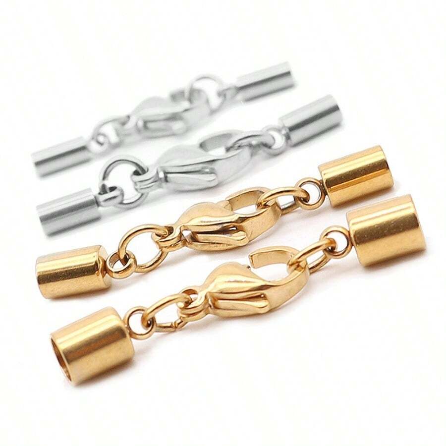 1pc Stainless Steel Leather Connection Clasps Round Hole 1.5-10mm Bracelet Necklace End Cap Connection Hooks DIY Jewelry Making