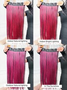 (Schwarz + Blau Klavier Farbe) Lange gerade Haarverlängerung mit 5 sicheren Clips, Haarverlängerung in Klavierfarbe, 24 Zoll lange gerade, hitzebeständige synthetische Faser Perücke für den täglichen Gebrauch und Partys