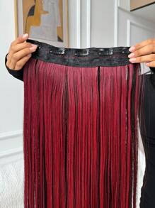 (Schwarz + Blau Klavier Farbe) Lange gerade Haarverlängerung mit 5 sicheren Clips, Haarverlängerung in Klavierfarbe, 24 Zoll lange gerade, hitzebeständige synthetische Faser Perücke für den täglichen Gebrauch und Partys