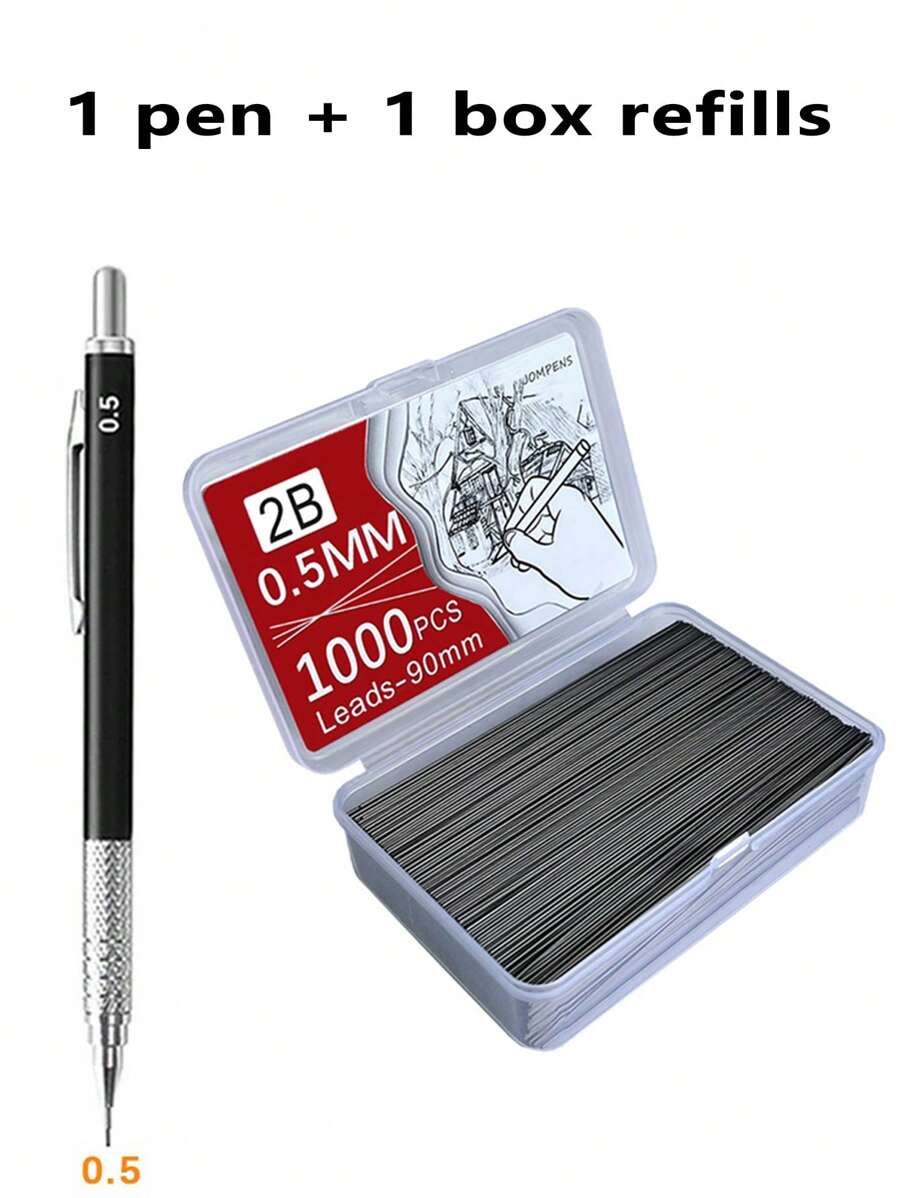 Black Metal Frosted Mechanical Pencil And Color Gel Pen Set Pencil