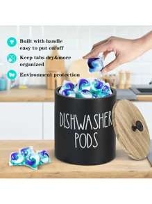 1pc Rustic Round Dishwasher Pod Holder, Dishwasher Tablet Container, For Kitchen Decor And Accessories, Laundry Detergent Pods Container With Lid Laundry Detergent Storage, Kitchen Storage Container, Dorm Room