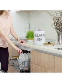 1pc Rustic Round Dishwasher Pod Holder, Dishwasher Tablet Container, For Kitchen Decor And Accessories, Laundry Detergent Pods Container With Lid Laundry Detergent Storage, Kitchen Storage Container, Dorm Room