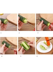 1 cái Rau Xoắn ốc Dao Công cụ chạm khắc Khoai tây Củ cà rốt Quả dưa chuột Xa lát Thủ công Xoắn ốc Đinh ốc Máy cắt lát Đồ dùng để cắt - Bạc - Xem 5