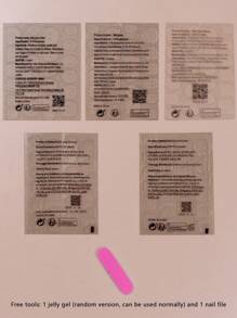 24片/套 卡通蝴蝶形短方形美甲贴纸，美甲用品 - 彩色 - 查看 6