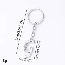 1 pièce Porte-clés pendentif en métal avec 26 lettres strass, style coréen minimaliste. Porte-clés de voiture, accessoire de sac à la mode, petit cadeau, cadeau pour elle, cadeau pour femme