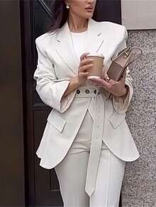 Blazer de negocios de manga larga de unicolor de moda para mujer, para primavera y otoño