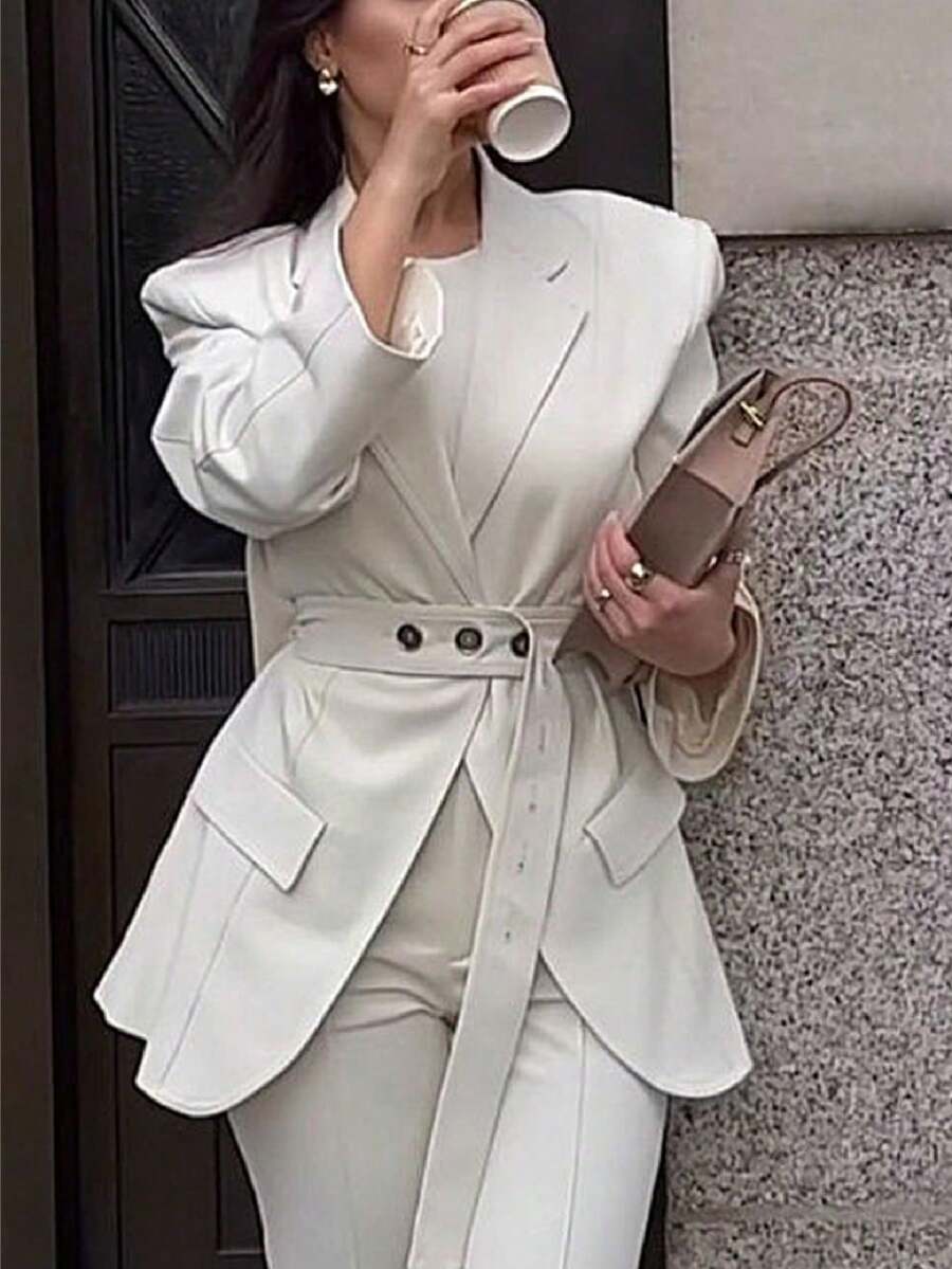 Blazer de negocios de manga larga de unicolor de moda para mujer, para primavera y otoño