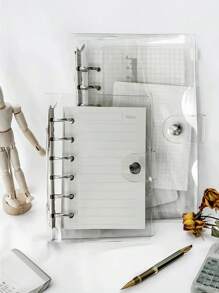 1 Caderno Criativo, PVC, Fichário Tátil de Folhas Soltas, Capa de Caderno Transparente para Anotações, De Volta às Aulas, Material Escolar
