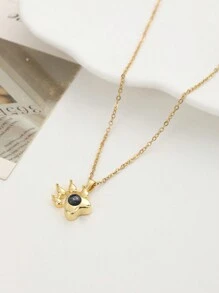 Collier personnalisé, collier pendant avec patte de chat mignon, collier à projection "Je t'aime" en 100 langues, collier personnalisable avec photo noir et blanc gravée comme dans les films pour petite amie, maman, meilleure amie, pour un port quotidien