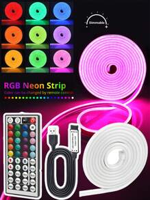 Acosh Neon LED 霓虹灯带 RGB 多色变幻，带遥控器 - USB 供电，适用于圣诞装饰、柔性硅胶霓虹 LED 灯客厅、卧室照明和墙壁 DIY 造型 - RGB - 查看 8