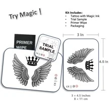 1 套革命性技术纹身、半永久纹身、天使、临时纹身、假纹身、防水、真实纹身外观、植物基、纹身、翅膀、皇冠、X068 - 黑色 - 查看 3