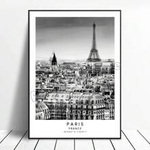 1 minimalistisches Schwarz-Weiß Reiseposter mit Sehenswürdigkeiten aus Paris, London und Rom, Wandbild-Muster, Wohndekoration Geschenk, rahmenlos auf reiner Leinwand - Verschiedenfarbig - Übersicht 19