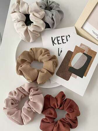 4 piezas/6 piezas Scrunchies de punto minimalistas, accesorios para el cabello casuales para accesorios de niñas