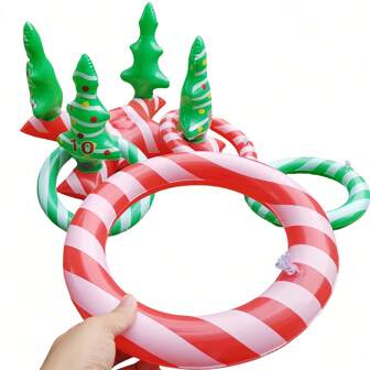 Christmas Decoration 1 Set Inflatable Christmas Tree Ring Toss Game For Family Games Party Decoration Swimming Pool Toys Water Party Toss Games