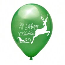 24 globos navideños de 12 pulgadas con diseños de Papá Noel, renos, trineo, copos de nieve y árbol de Navidad, decoración festiva para fiestas de Navidad y Halloween - Multicolor - Ver 5