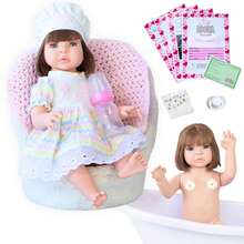 Realistic Silicone Reborn Baby Doll Striped Dress With Kit Immediate Shipping - 淺粉色 - 查看 1