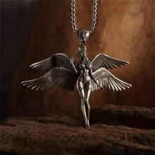 SeuSuk Collier pendentif ange à quatre ailes classique, bijou de mode cadeau d'anniversaire pour hommes et femmes